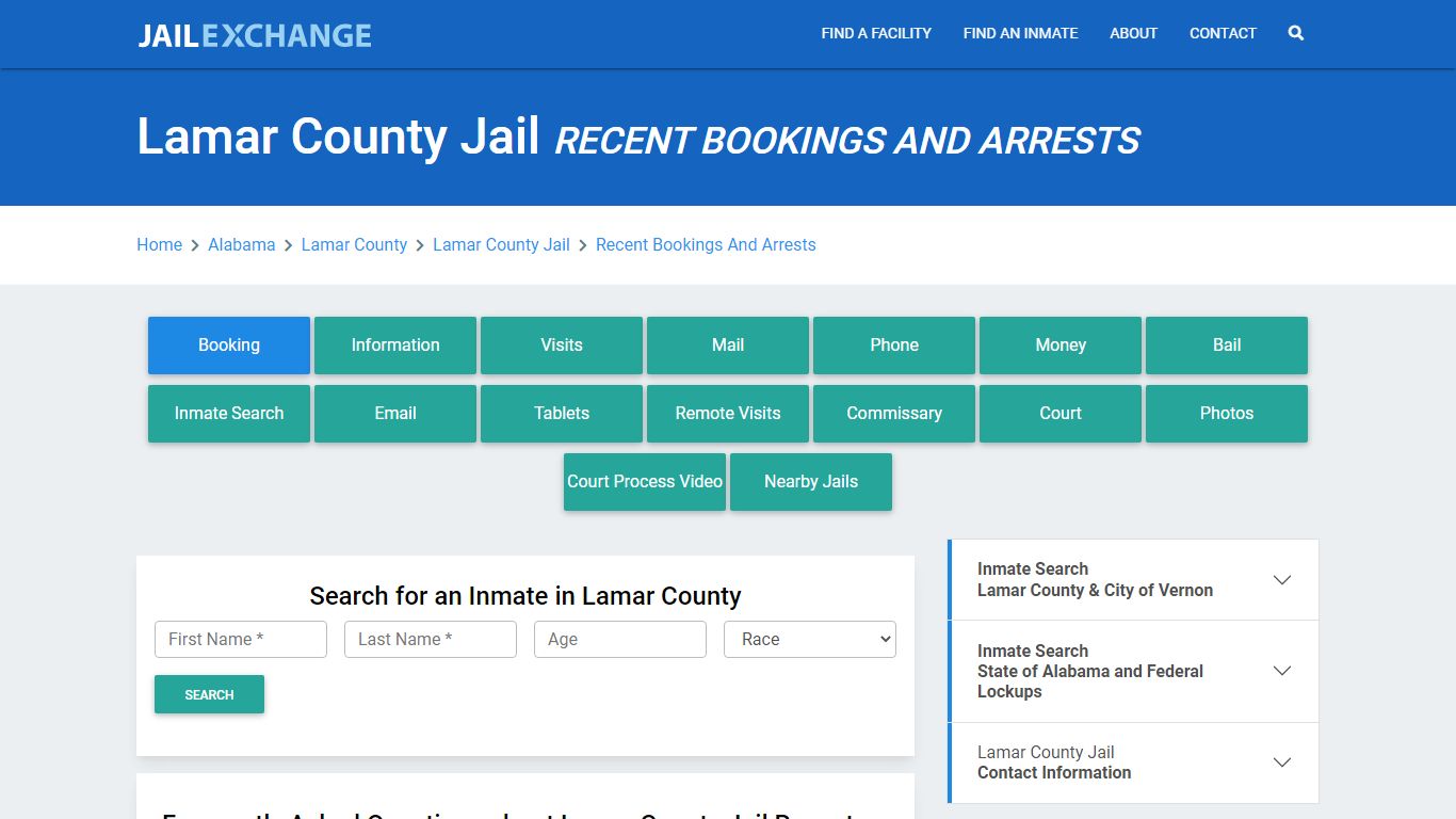 Lamar County Jail AL Recent Arrests and Bookings - Jail Exchange