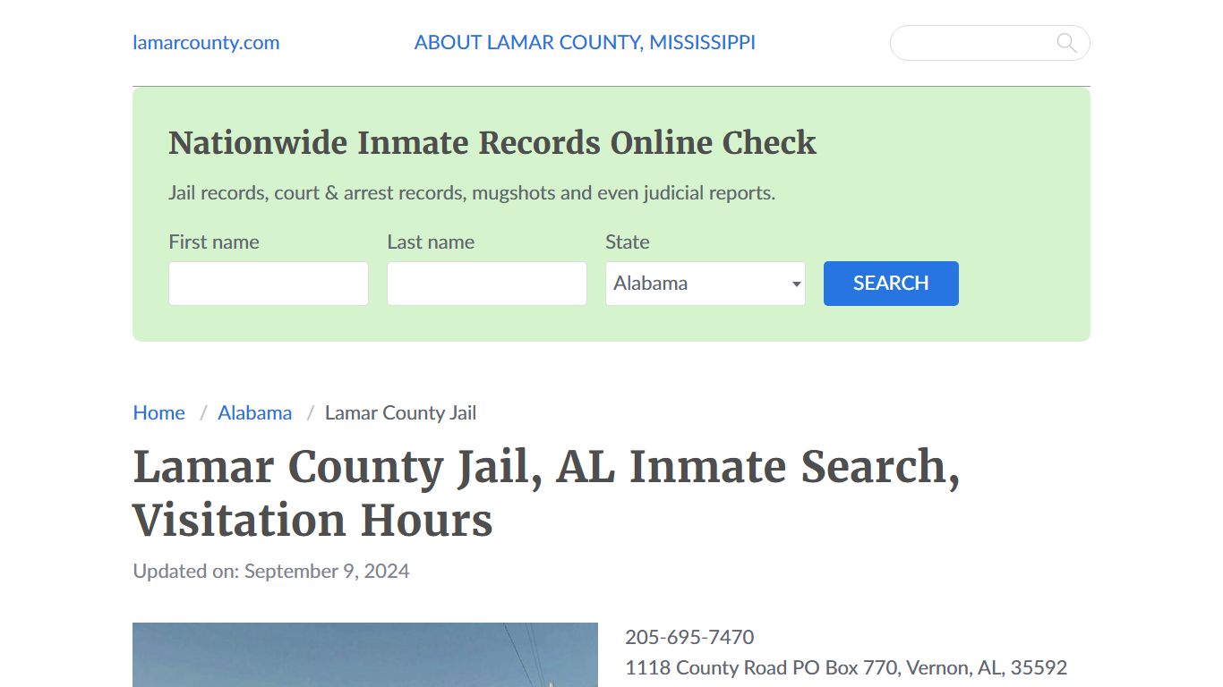 Lamar County Jail, AL Inmate Search, Visitation Hours